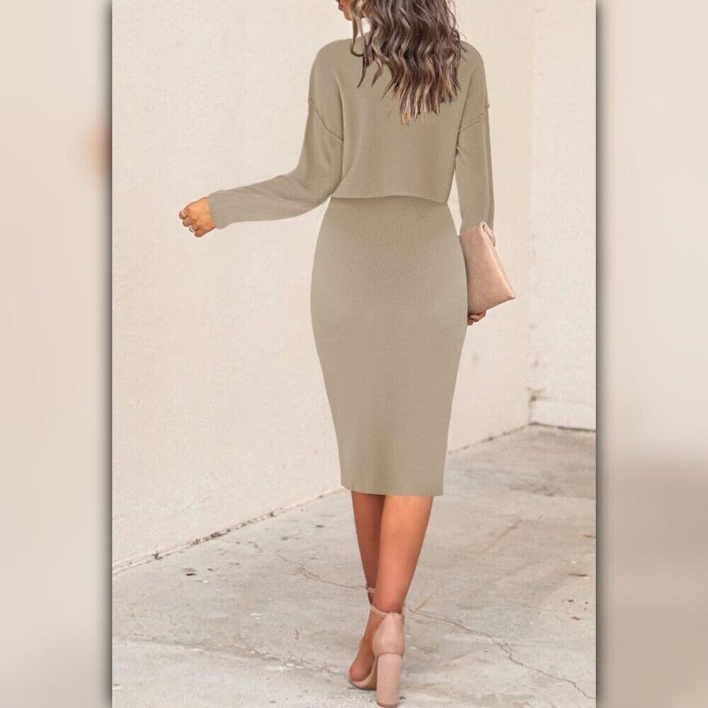 A553 • Sand Crop Top & Midi Skirt Set - Picture 5 of 7